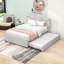 Lit plateforme double tapissier avec lit gigogne simple et tête de lit-846188005