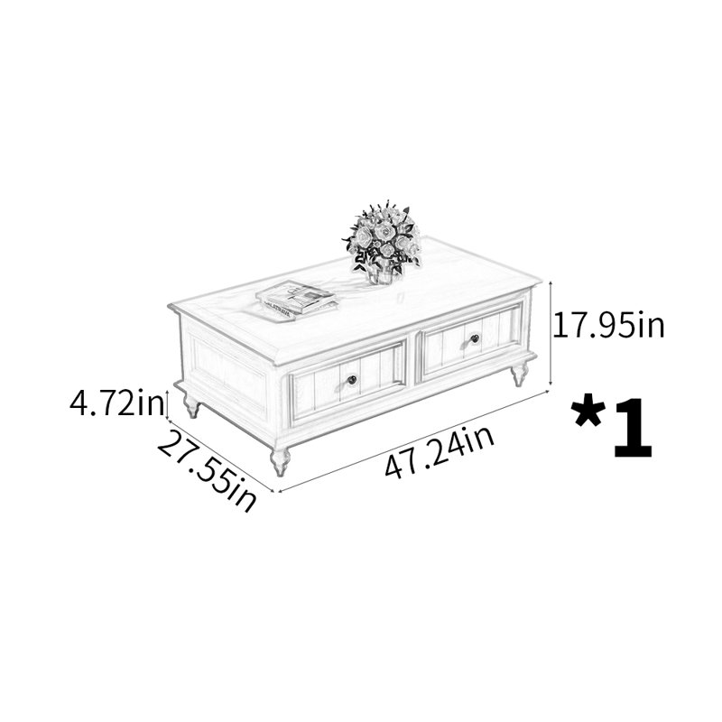 Table basse Modern Minimalist, H 17,95 po x L 47,24 po x l 27,55 po