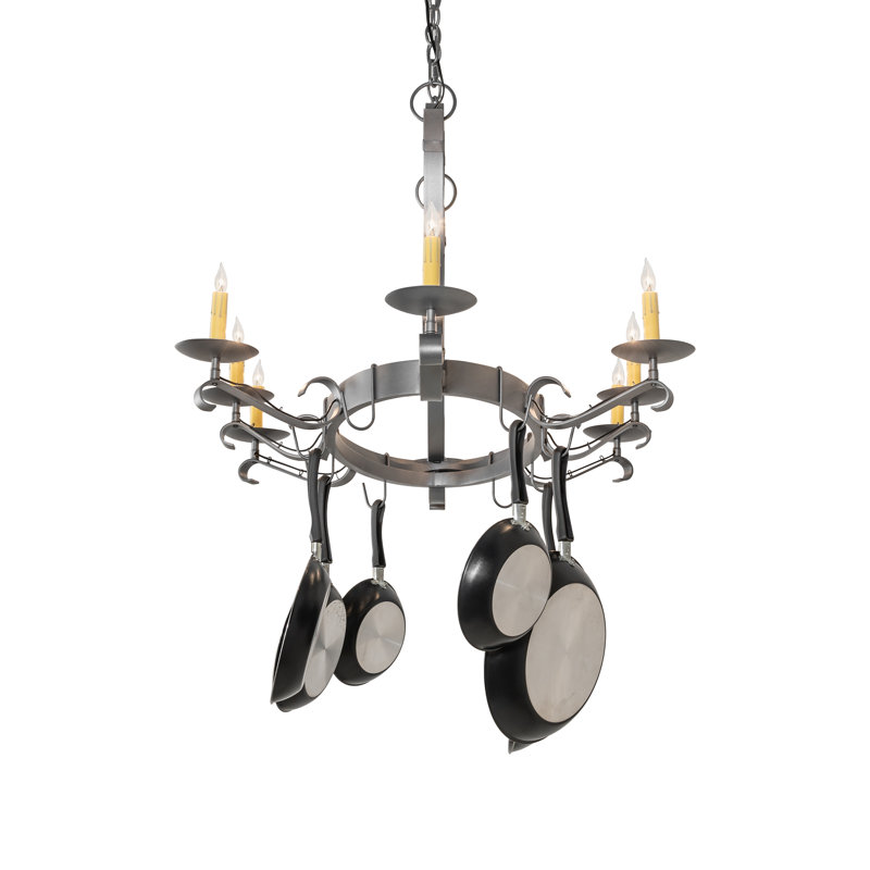 53" Long Laramie 8 Light Pot Rack
