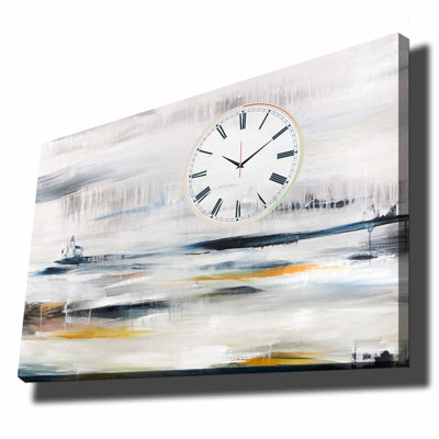 Elegant Canvas Wall Clock, 27.6 x 39.4 inches | 100% Suede Canvas with 100% Wooden Frame (Thickness: 1.1 inches) | Perfect for Home Décor, Stylish Timepiece for Living Room & Office, Unique Design