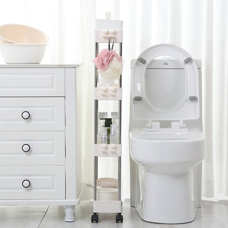 White Aluminum and Plastic 4-Tier Rolling Utility Cart