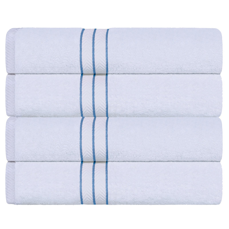 Josann Turkish Cotton Ultra-Plush Solid 4 Piece Bath Towel Set, Light Blue