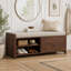Banc à chaussures TREXM avec rangement et coussin, style volet vieilli, charme rétro pour salon ou entrée.-133700777-133700779