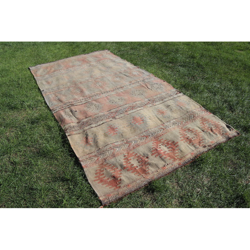 Authentique tapis kilim turc rétro avec un design Oushak discret pour les salles à manger