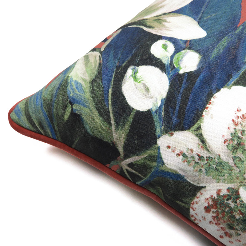 Cladine Floral Square Throw Pillow Cover, Blue/Red/Green