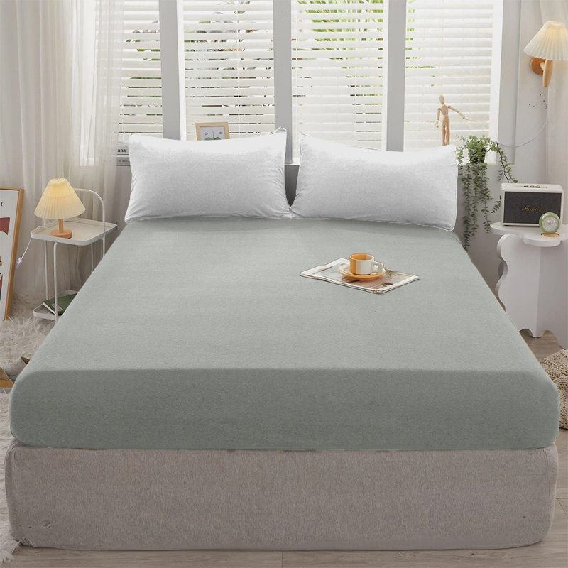 Cotton Blend 30cm Deep Pocket Jersey Fitted Sheet, Silver, Kingsize (5')