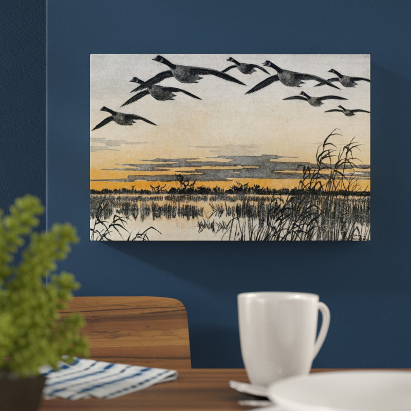 Geese In Flight by Marmont Hill - Wrapped Canvas Print, 61cm H x 91cm W