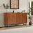 Mid-Century Modern Walnut Sideboard with Geometric Carved Doors