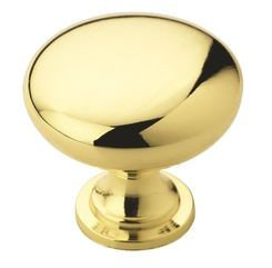 3/4 Knob White Porcelain & Bright Brass Button Center & Base - D. Lawless  Hardware