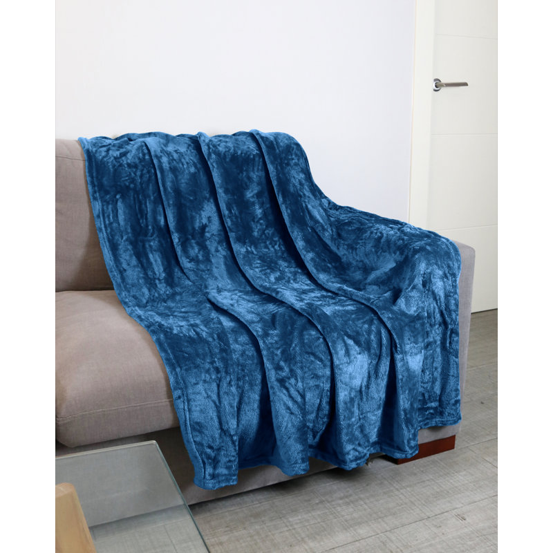 Couverture polaire en microfibre, L 60 po x L 80 po, Bleu marine