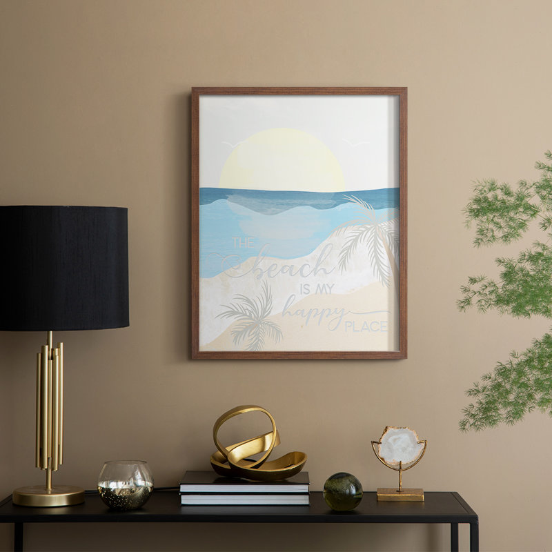 «Happy Place», reproduction encadrée - bois massif, H 30 po x l 24 po, Noyer