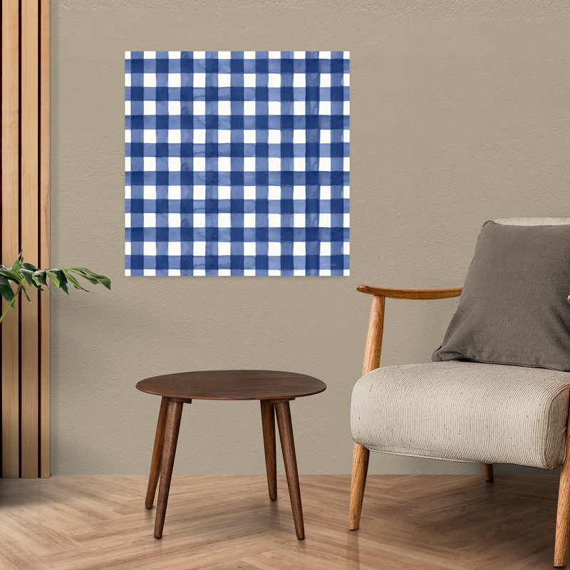 Motif contemporain Le Citron avec motif à carreaux bleus, H 24 po x l 24 po