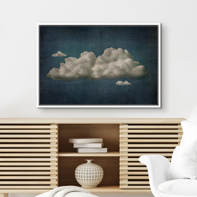 Clouds " Pastel Navy Abstract Sky Clouds Modern Relaxing Minimalist Wall Decor Artwork " Graphic Art Print