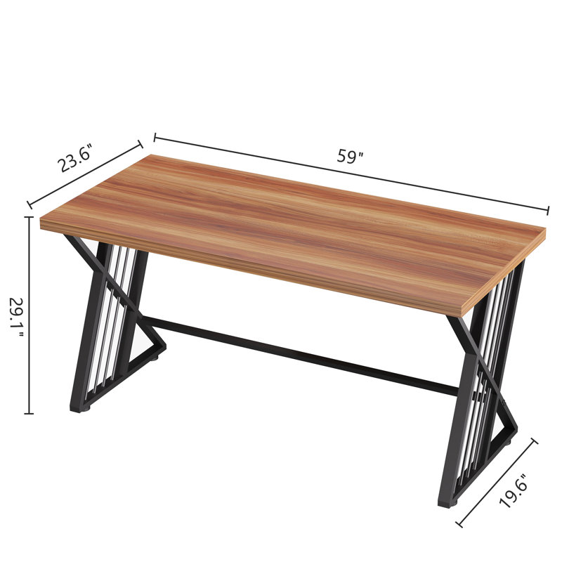 Modern Computer Desk, Home Office Desks, Writing Computer Table, Writing Desk Workstation for Home Office (Brown/Black, 59 Inch)
