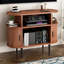Grand support de tourne-disque rond avec station de charge et ports USB, armoire de rangement de disques, support de table tournante moderne Mid-Century pour le salon de la chambre à coucher