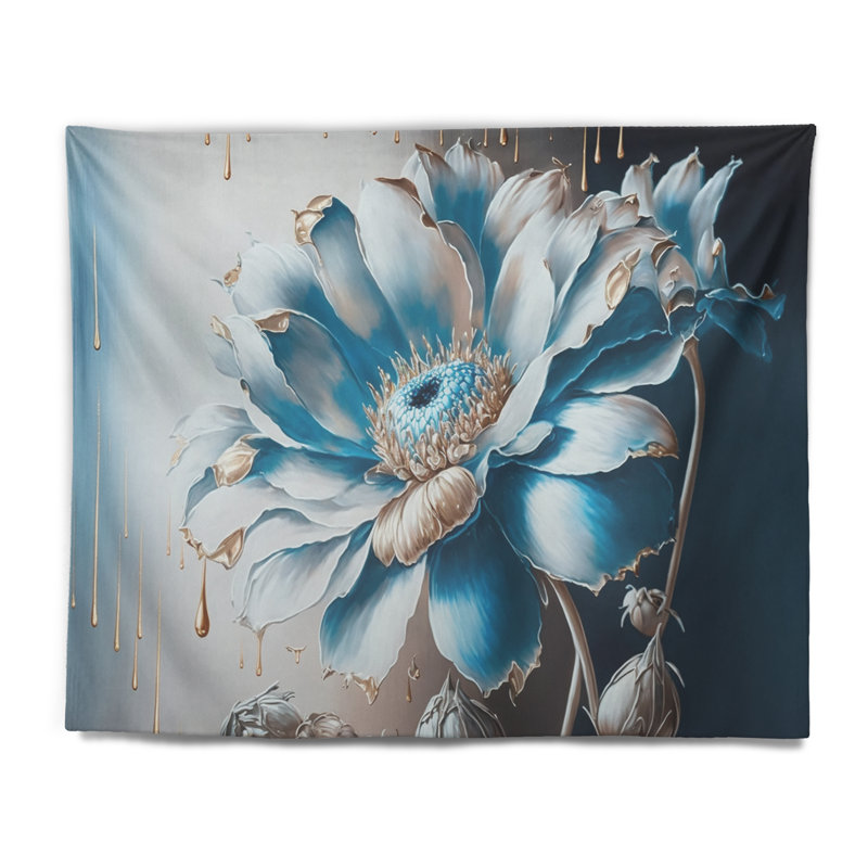 Ice Blue Daisy I Polyester Tapestry, 50" H x 60" W
