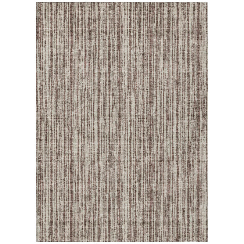 Tapis intérieur lavable rayé brun et ivoire 10 pi x 14 pi