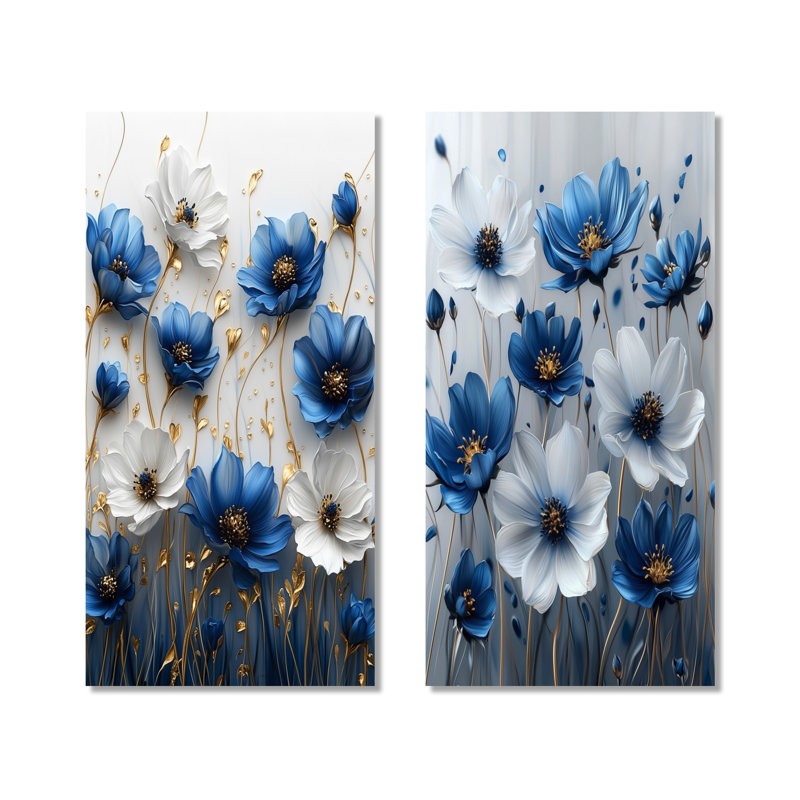 Meadows of Blue Cornflowers II - Nature, impression d'art mural en métal 2 pièces, H 40 po x l 40 po