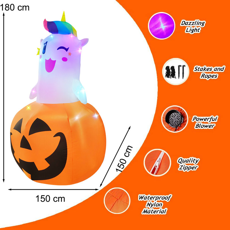 Licorne gonflable en citrouille