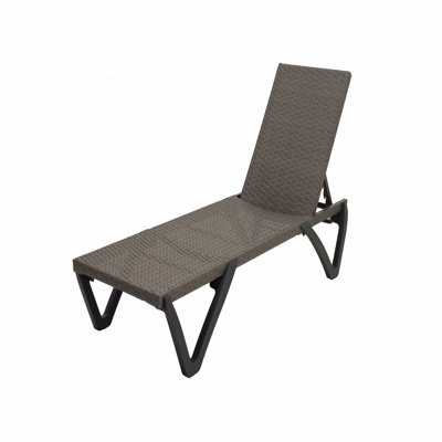 Set Of 2 Outdoor Pool Lounge Chair, PE Wicker Adjustable With Wheels, All Weather Poolside