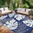 Waterproof Outdoor Rug 8x10ft, Reversible Plastic Straw Patio Mat, Modern Palm Leaf Design, UV Resistant, Collapsible, Durable Carpet for RV, Picnic, Camping, Deck – Navy Blue-1988007377-1988007390
