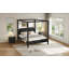 Grand lit plateforme à baldaquin en bois avec tête de lit et pieds de soutien, noir, durable et élégant pour les chambres modernes-129512981-129512980