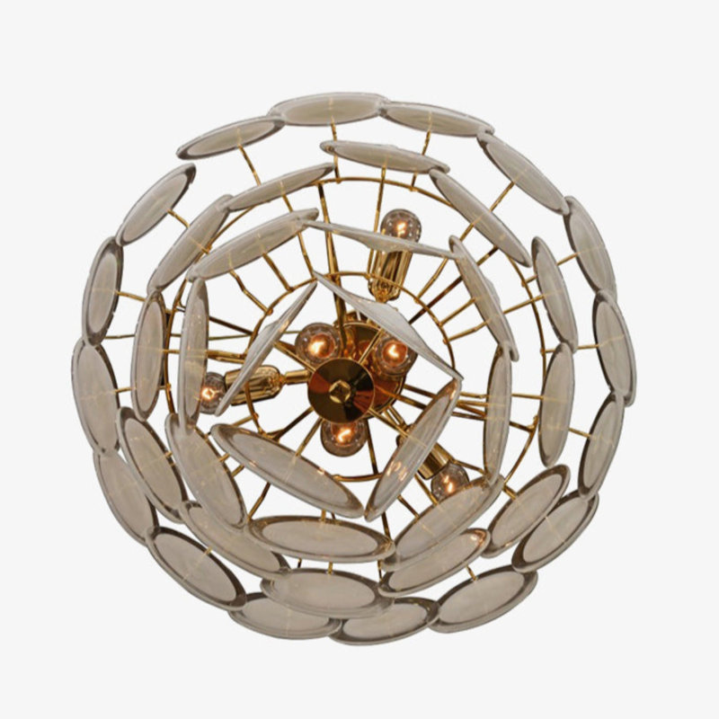 Portia 6 - Light Tiered Chandelier, Opalino, Polished Brass