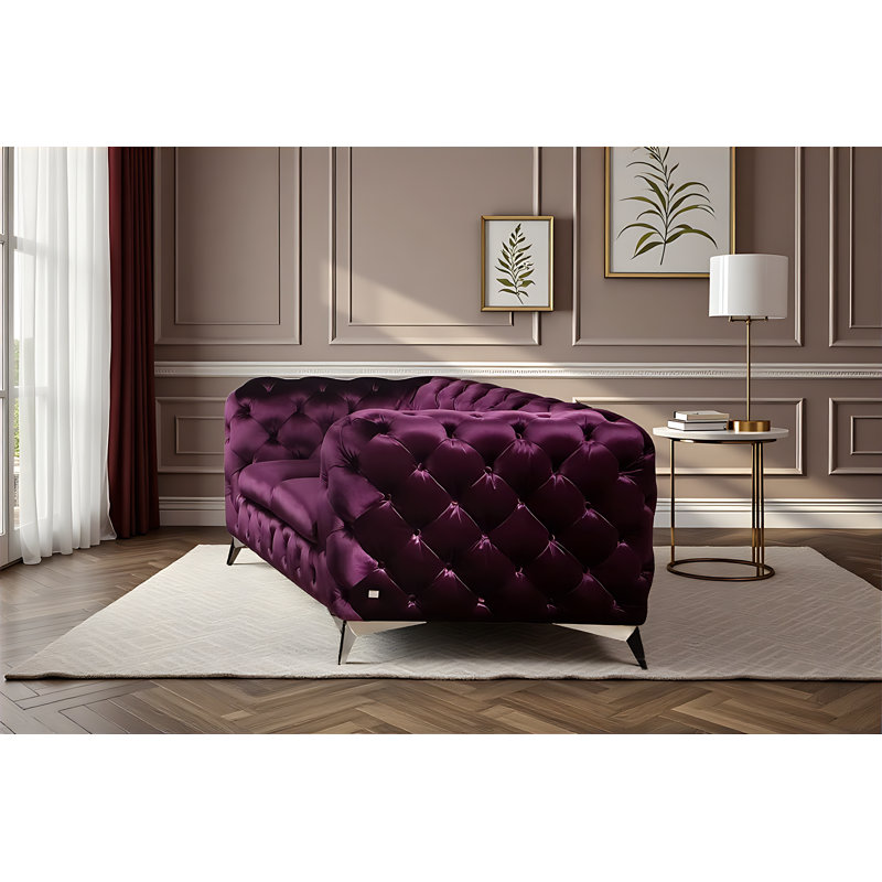 Hatmane Upholstered 74'' Loveseat, Purple Fabric