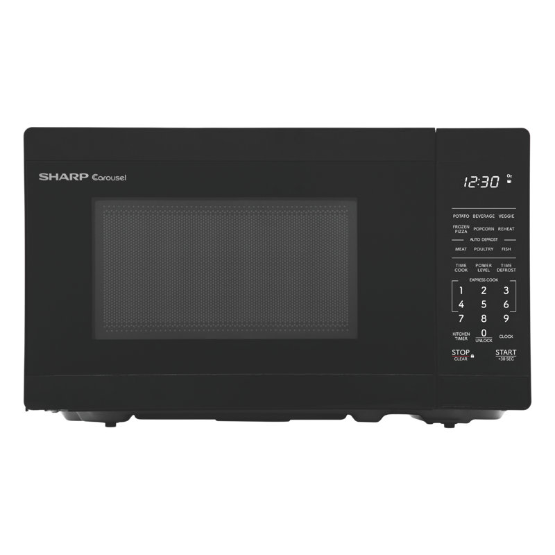 Four à micro-ondes de 700 watts avec comptoir de plus de 700 watts pour comptoir à micro-ondes de 0,7 pi³, cuisinière express, dégivrage automatique, plaque tournante Carousel®, affichage à DEL blanc, noir