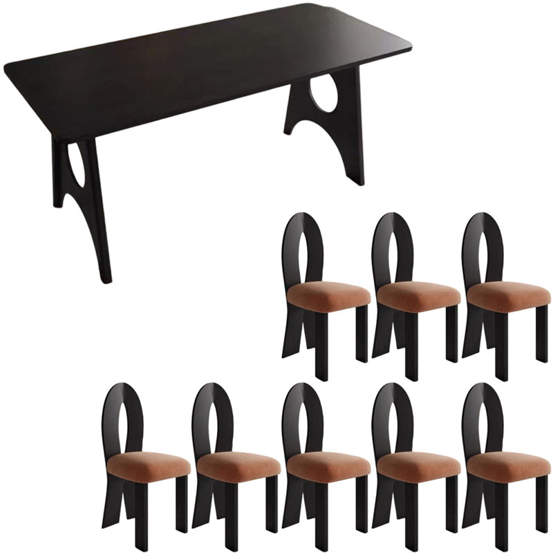 Ensemble de table à manger moderne simple en bois massif noir, H 29,5 po x L 78,7 po x l 31,4 po