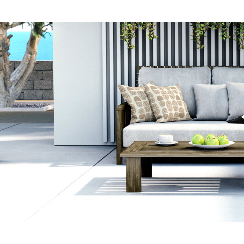 Jeté carré en polyester intérieur / extérieur, Beige, L 15 po x H 15 po