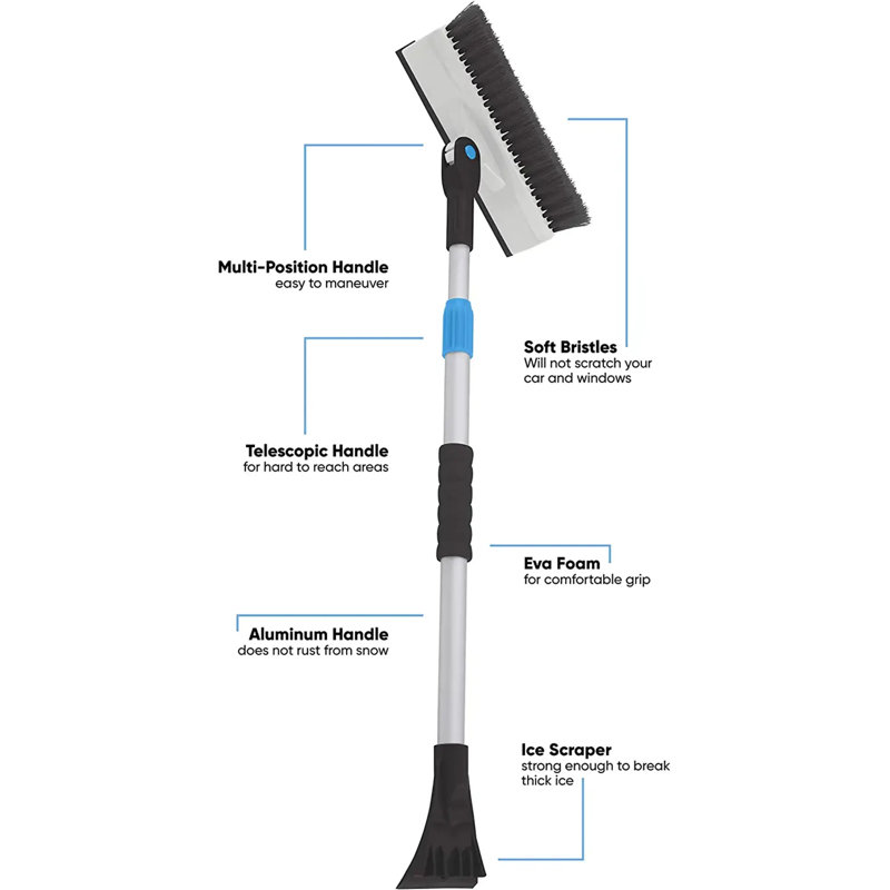 Brosse à neige télescopique pour voiture, Argent