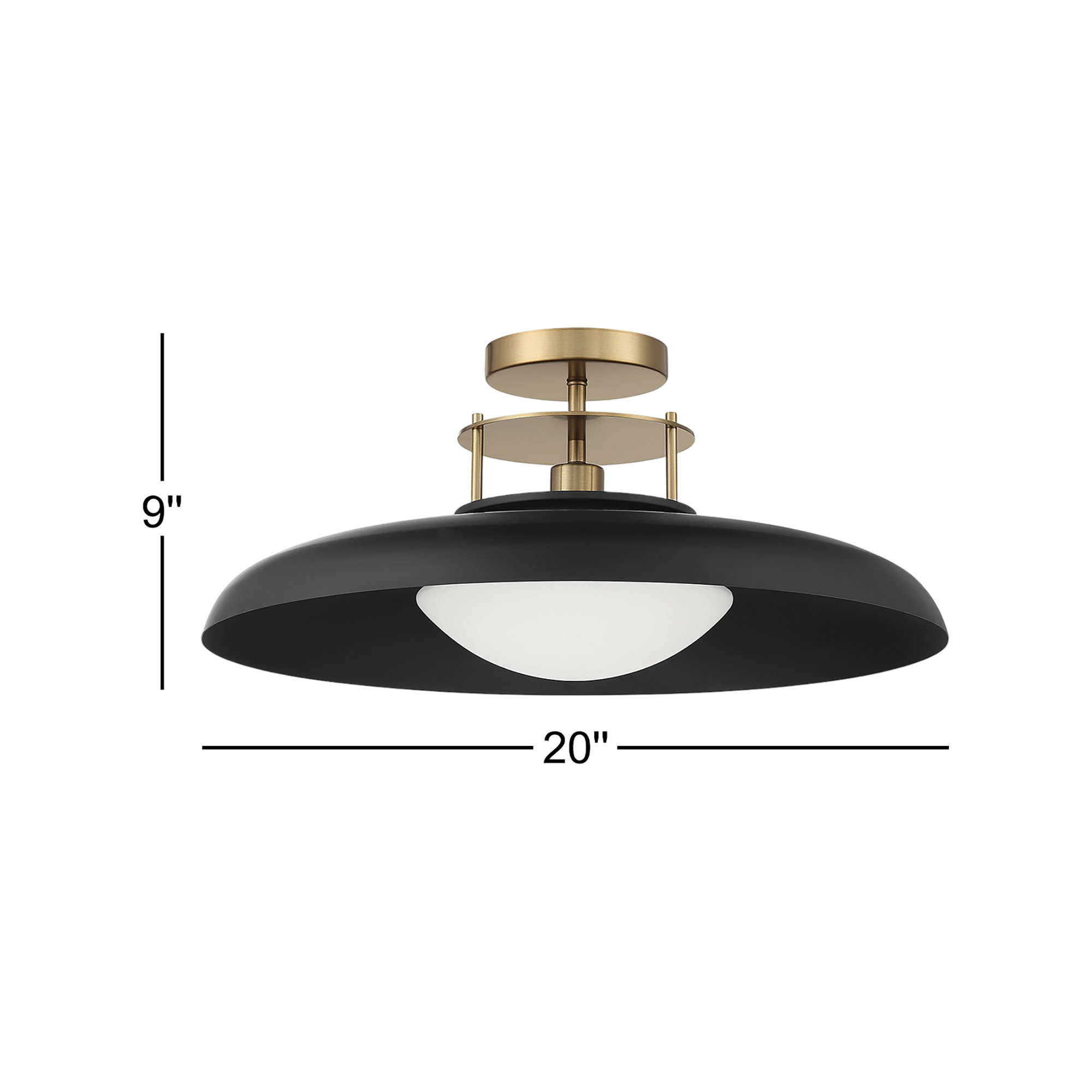 Jude Single Light Semi Flush Mount, Black, Black
