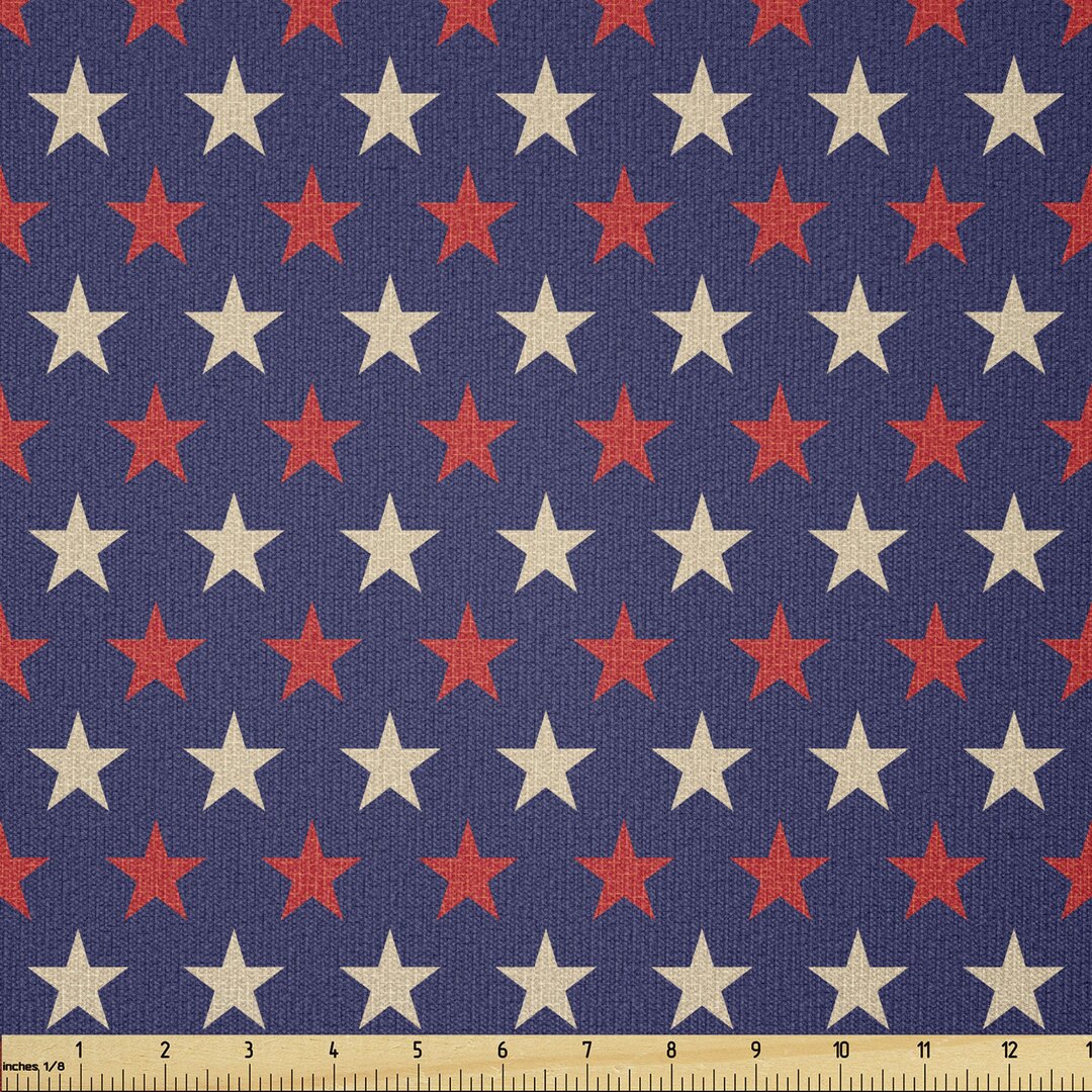 Stoff als Meterware, Vintage patriotische Farben, Vereinigte Staaten von Amerika, Dark Blue Creme Red