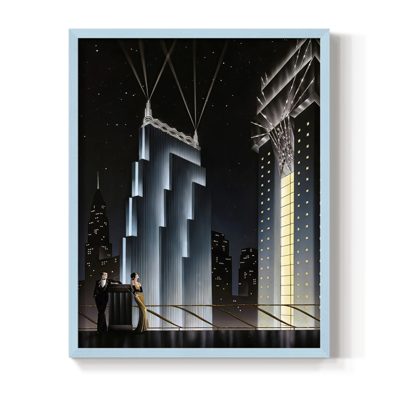 Into TheNight, reproduction encadrée - bois massif, Bleu, H 30 po x l 24 po