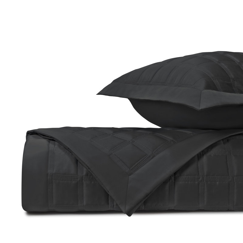 Athens 100% Cotton Sateen Coverlet, Black, King Coverlet