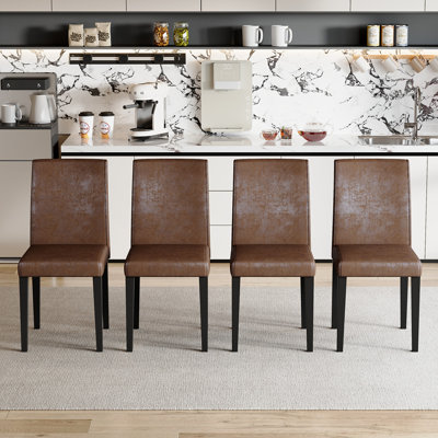 Faux Leather Upholstered Modern Dining Chair Side Chair With Metal Legs