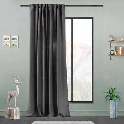 Extra Long & Extra Wide Faux Linen Decorative Curtain Single Panel