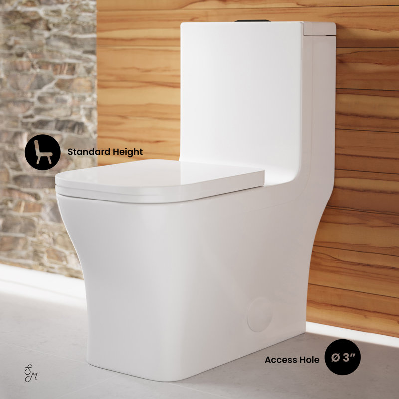 Concorde One Piece Square Toilet Dual Flush, Black Hardware 1.1/1.6 gpf, Top, Glossy White/Black