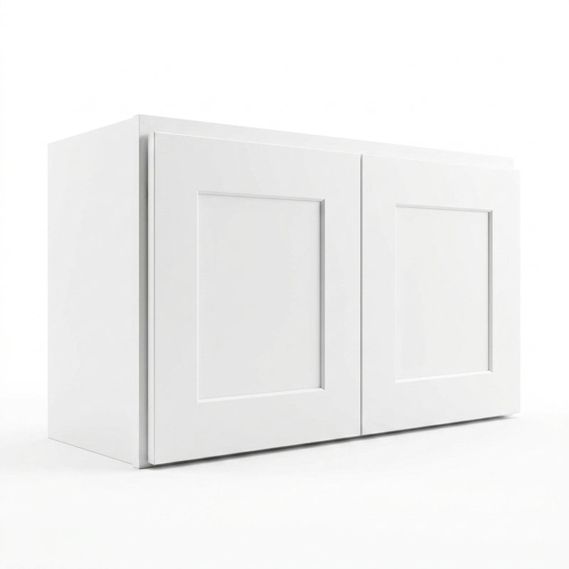 Armoire murale moderne de style Shaker, en bois massif et contreplaqué blanc, à 2 portes - 38 cm de hauteur