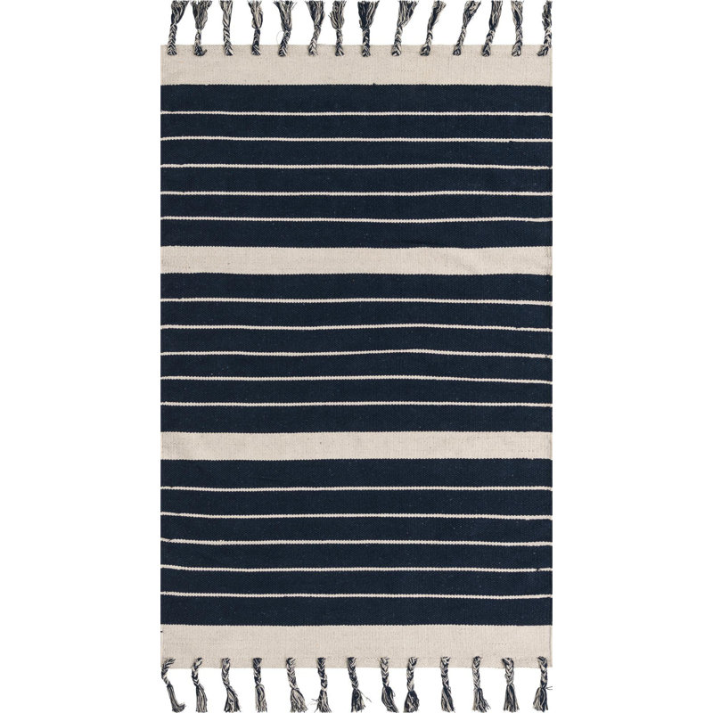 Gwin Cotton Striped Indoor Rug, Rectangle 4' x 6'