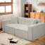 Lit en lin blanc exquis - 3 sièges, accoudoirs coussinés, rembourré, confortable pour le salon 3 Velours: espace de chargement et de rangement élégant, chambre à coucher, appartement-1226766178