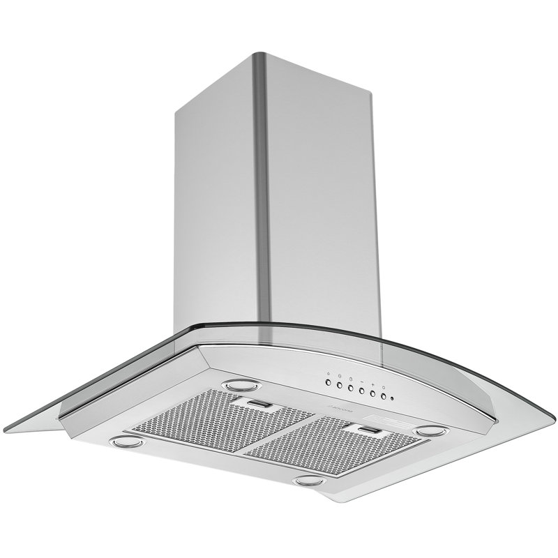 Ancona 30" 450 CFM Convertible Island Glass Canopy Range Hood in Stainless Steel