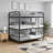 Three Full-Size Modern Triple Bunk Bed, Fixed Stacked Space-Saving Frame, Deep Black Metal Construction