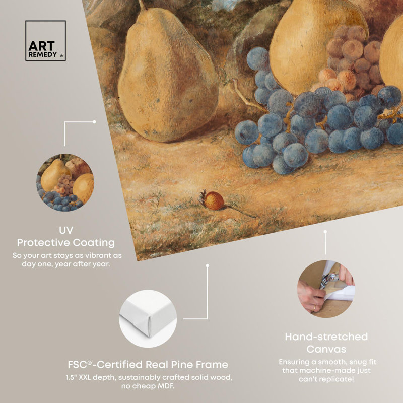 Nature morte aux fruits sur toile enduite – Décoration murale d'automne par Art Remedy, Toile tendue, H 16 po x l 24 po