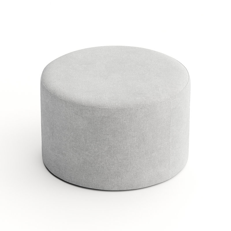 Repose-pieds rond 24 po Aylianna, 100 % polyester gris clair