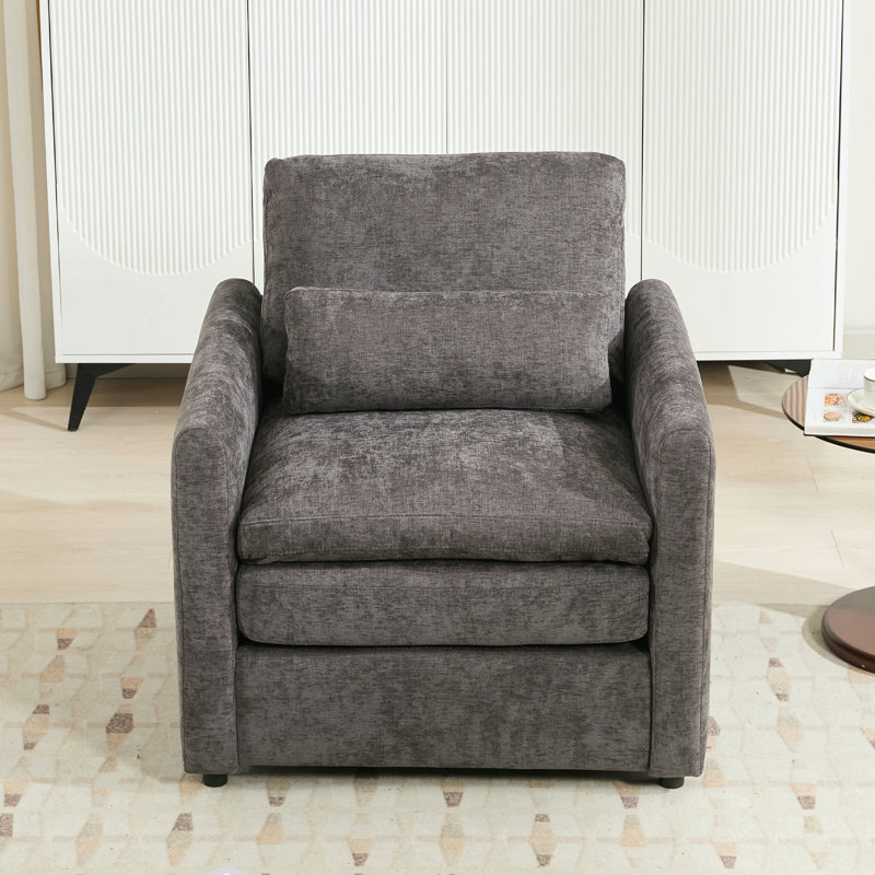 Fauteuil rembourré 31,9 "surdimensionné et confortable, Tissu gris chenille