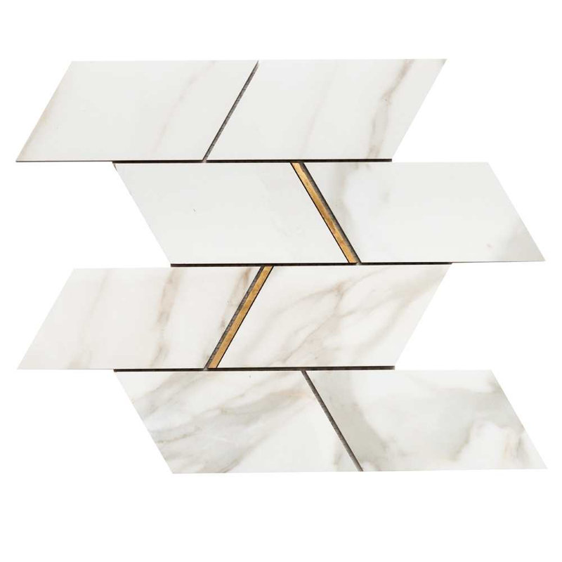 Stately Avenue 11" x 12" Porcelain Marble Look Tile, Gold