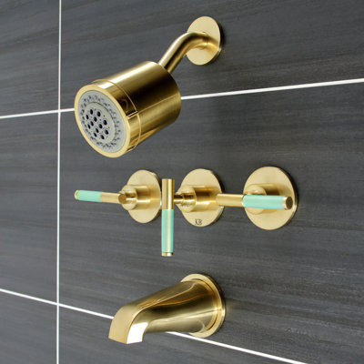 Kingston Brass Kaiser Triple-Handle Tub and Shower Faucet