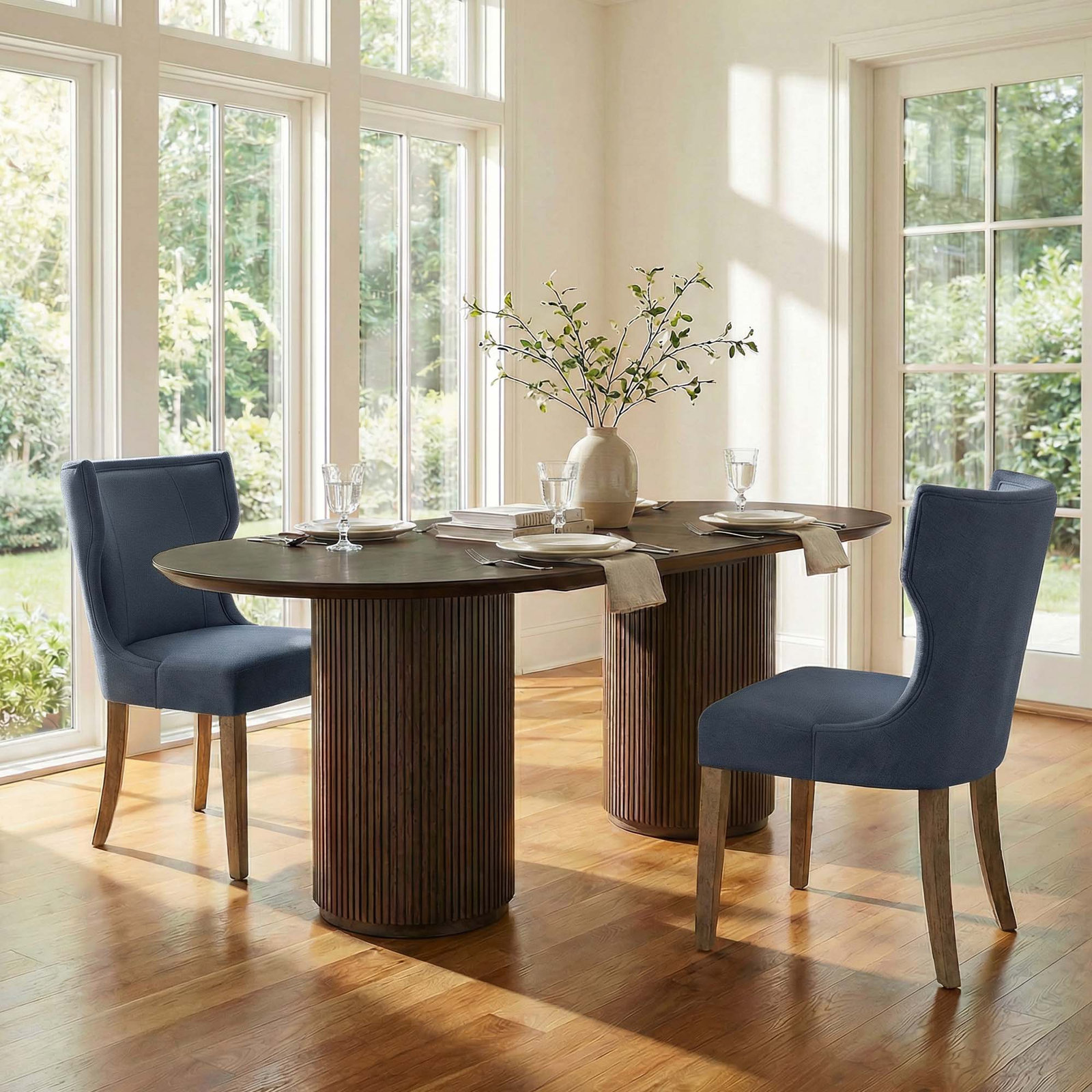 Willow Linen Dining Chair, Effie Indigo